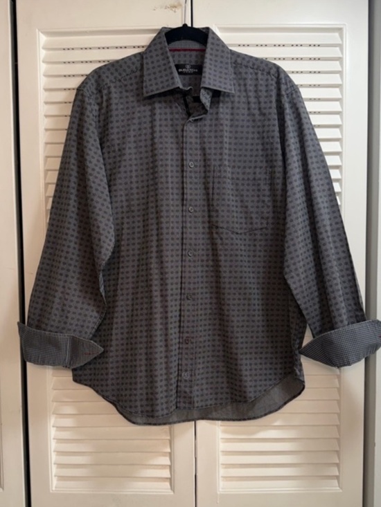 Bugatchi Men's Gray Micro-Pattern Button-Down Shirt - Picture 1 of 4